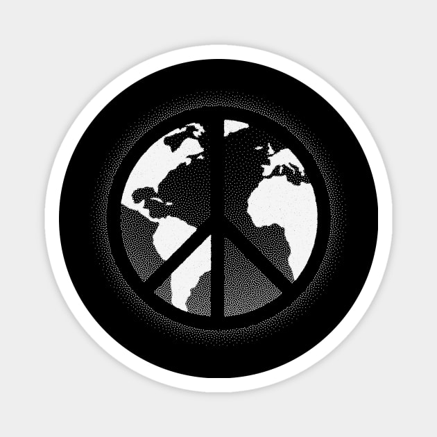 Global Peace Negative Space Stipple Magnet by Senjin